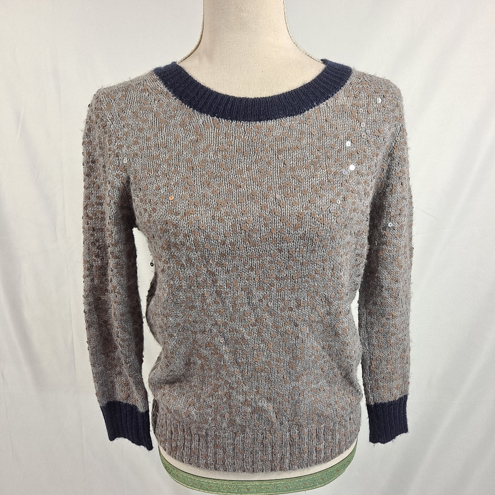 J. Crew Grey Scattered Sequin Mohair Sweater
